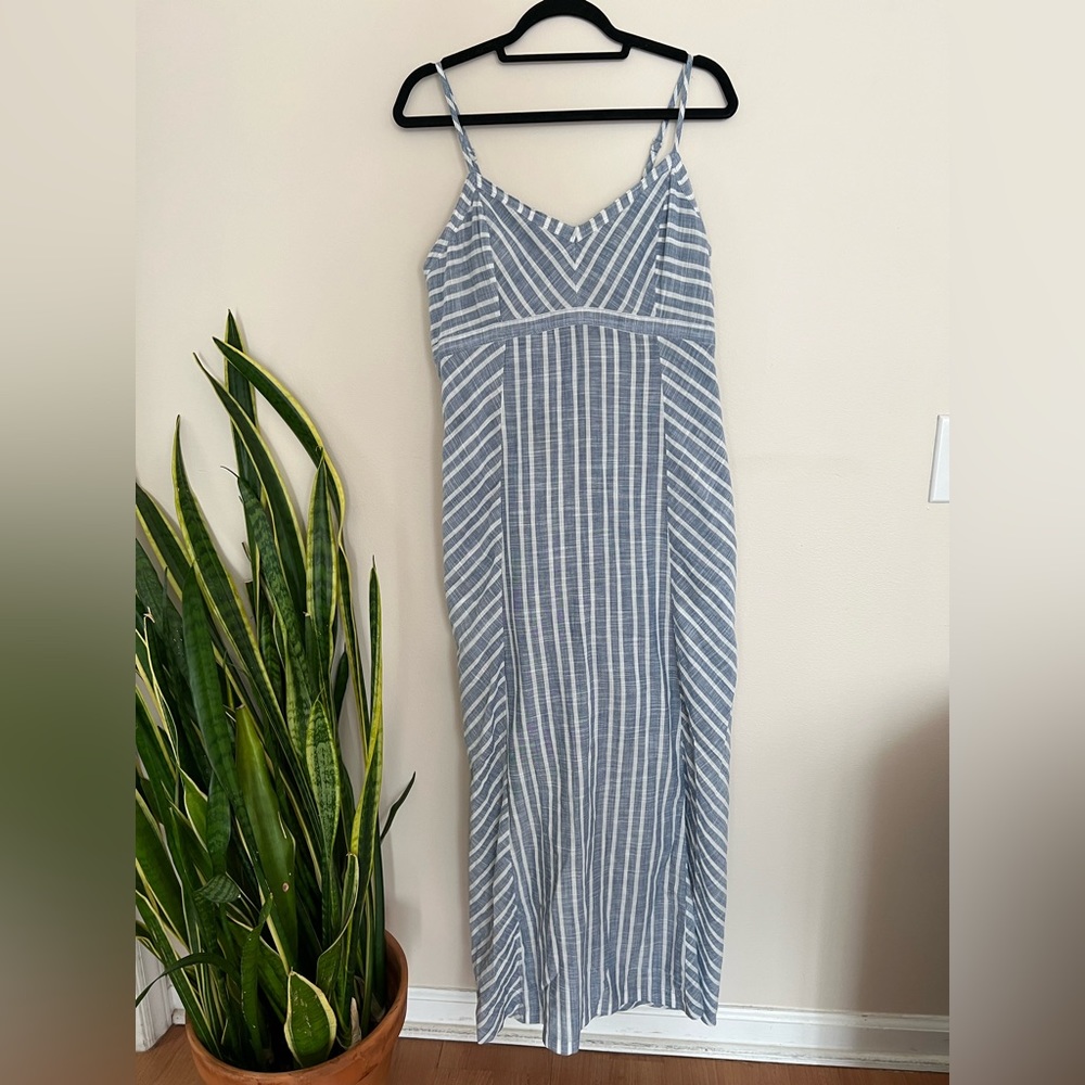 Athleta Wayfinder Maxi Dress, Blue and White Striped, Size 12P